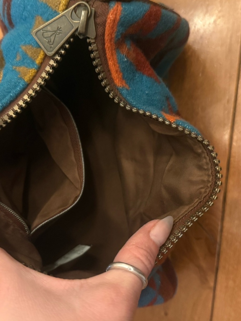 Pendleton Teal Brown & Mustard Southwestern Crossbody Bag with Card Holder - Picture 2 of 4